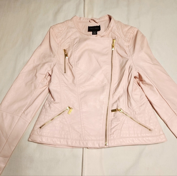 Wet Seal Faux Leather Y2K Moto Jacket Pink X Large - Picture 8 of 13